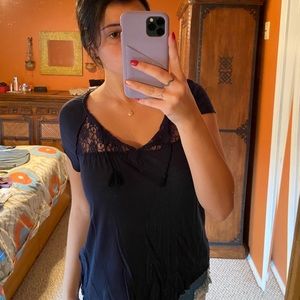 short sleeve shirt with lace